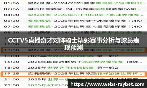 CCTV5直播奇才对阵骑士精彩赛事分析与球员表现预测